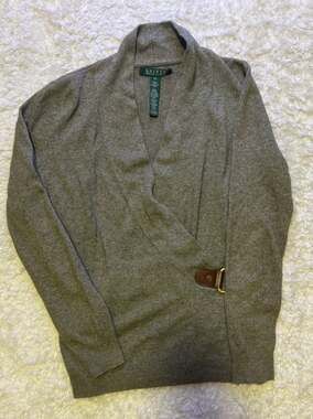 Lauren Ralph Lauren Lambswool Cashmere Blend Buckle Wrap Sweater